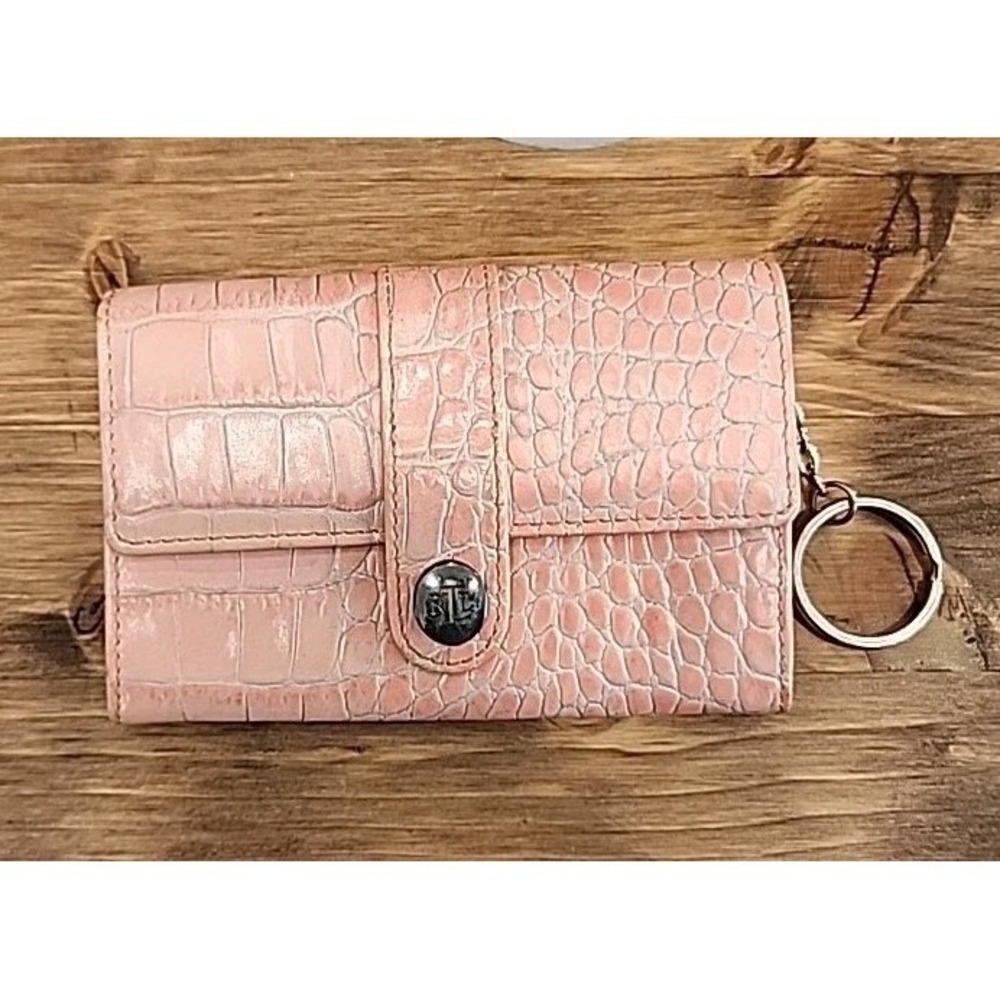 Ralph Lauren Pink Leather Bifold 6" Wide Wallet W/keychain